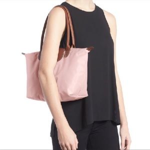 LONGCHAMP Le Pliage Nylon Shoulder Tote Pink Small / Medium NEW NWT